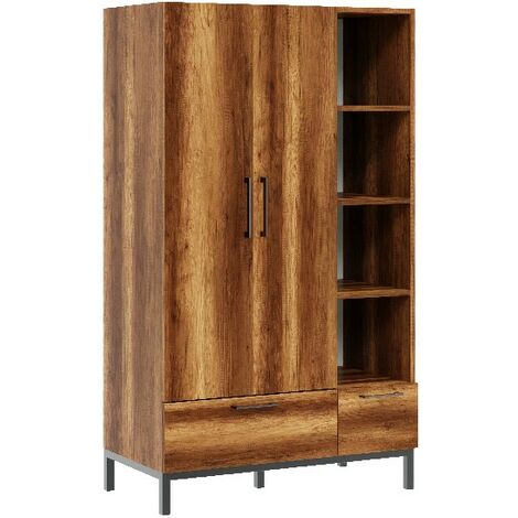 HOMEMANIA - Mobile Multiuso Moon Con Ante, Ripiani, Cassetti - Da Salotto,  Ingresso, Camera - Noce In Legno, Metallo, 160 X 42 X 75 Cm - ePrice