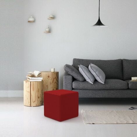 Pouf Square - Mobile Arredo, Salvaspazio - Poggiapiedi - Quadrato, Soffice,  Cubo - Salotto, Soggiorno, Camera, Ingresso, Ufficio - Rosso in Truciolare  Melaminico, Velluto, 34 x 34 x 37 cm