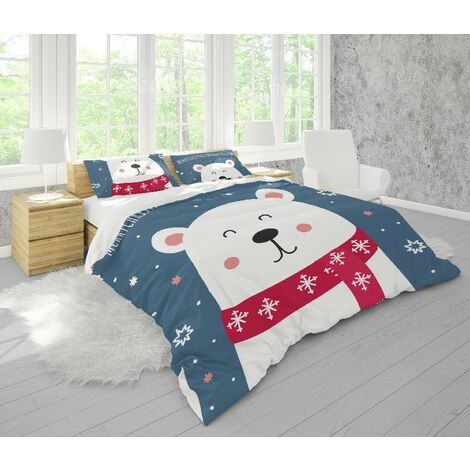 Parure Copripiumino Matrimoniale Natale Orso - per Letto - Sacco, con  Federa - Soffice - Per Camera, Cameretta - Inverno - Multicolore