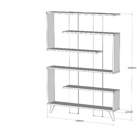 Libreria Jane - Mobile Arredo, Salvaspazio - Scaffale, Porta Libri, Mensola  - Ripiani - Salotto, Soggiorno, Camera, Ufficio - Bianco, Noce