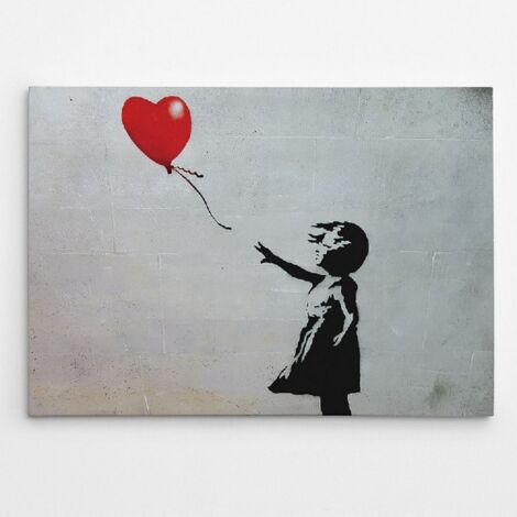 Stampa Su Tela Banksy - Bambina Con Palloncino 60x80cm, Cotone 360g/m&sup2;, Fatto A Mano In Germania