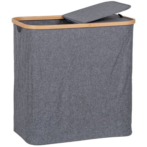 Cesto Portabiancheria Sporca XL 110L | Bamb&ugrave; Con Coperchio | Per Bagno E Camera | 77x44x33cm