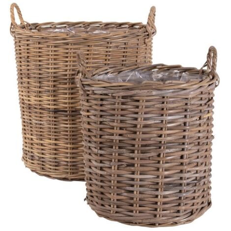 Cestini Regalo In Vimini 35x25 Cm | Set Da 2 Con Fiocchi E Rafia | Per Matrimoni, Compleanni, Natale - Foto 10