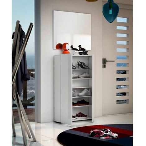 Wellhome Scarpiera In Truciolare Melaminico Bianco – 2 Cassetti, 51x84x26 Cm, Fissabile A Parete, Pratica Ed Elegante