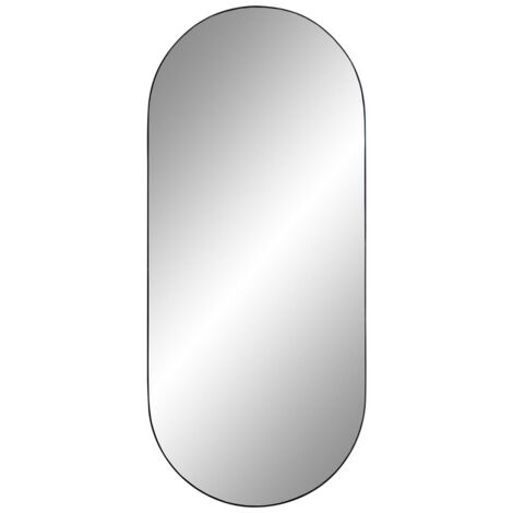 Specchio Ovale Da Parete 50x71 Cm Con Cornice Metallo Nero | Vetro Temperato, Antiruggine | Per Bagno E Camera