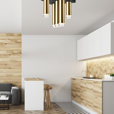 Lampada LED Da Parete Moderna A Due Bracci Orizzontali Oro Per Specchio E Quadri - Illuminazione Bagno Minimalista