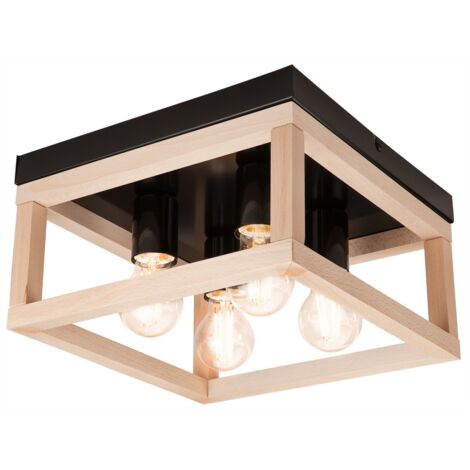 Lampada A Soffitto Glostrup Dimmerabile – 4 Luci Orientabili, Metallo/legno Marrone, Attacco GU10, Stile Moderno, Senza Lampadine