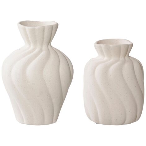 Vaso Decorativo In Ceramica Bianco E Oro, Stile Moderno, Altezza 25 Cm, Centrotavola Per Soggiorno O Ufficio