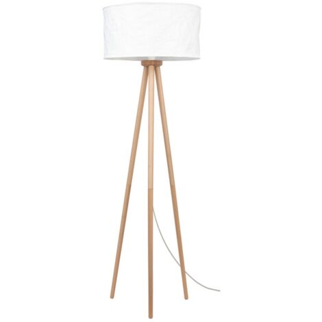 Lampada Da Terra Hamaa Design Scandinavo – Legno Naturale E Paralume Bianco, Altezza 150 Cm - 5