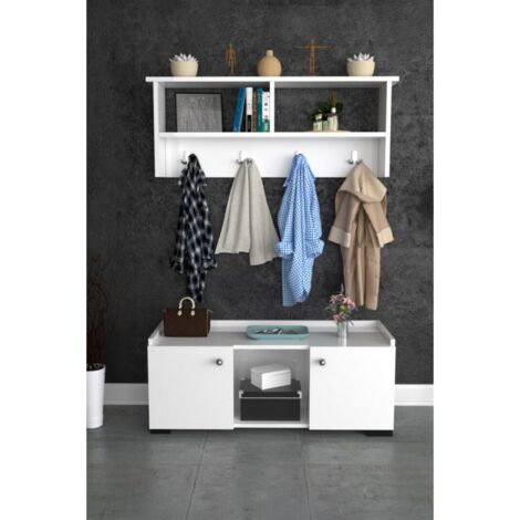 Mobile Ingresso Ursula Bianco - 125x35x184 Cm, Truciolare Melaminico, Per Corridoio - Foto 9