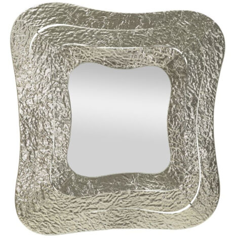 MO.WA - Specchio Da Parete Con Cornice Foglia Argento Cm. 62x82. Made In Italy. Fatto A Mano. Specchio Da Ingresso Camera O Bagno