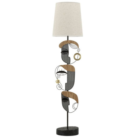 Lampada Da Terra Tallaboa Con Faretti Regolabili – MetallO E Tessuto, Nero/Oro, Altezza Max 209 Cm, 5xE14, Interruttore A Pedale