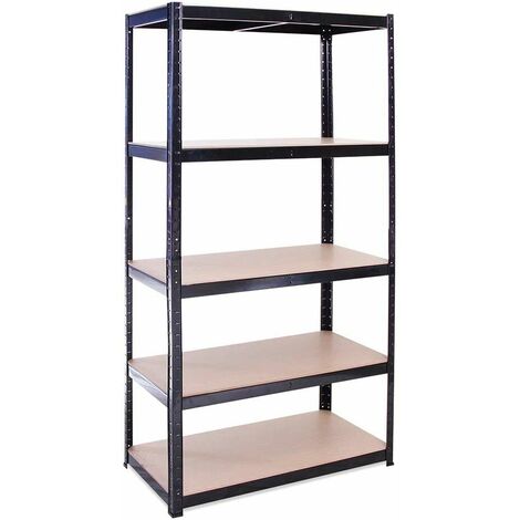 Scaffale Mensola Scaffali Scaffalatura Metallo Nero 5 Ripiani Legno MAX 875KG