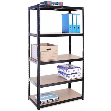 Scaffale Mensola Scaffali Scaffalatura Metallo Nero 5 Ripiani Legno MAX 875KG