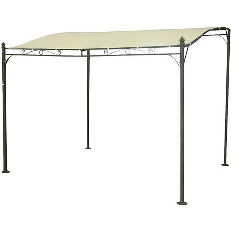 Pergola a Muro 3x2,5 mt con Telo Idrorepellente Tettoia Beige Copertura