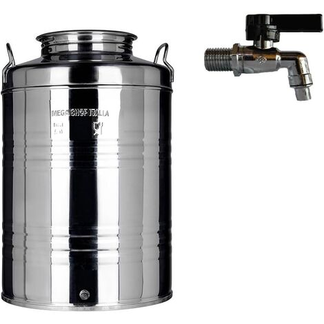 CONTENITORE BIDONE FUSTO PER OLIO IN ACCIAIO INOX 15 30 50 LITRI  MADE IN ITALY 50 LT