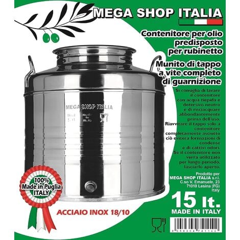 Contenitori Per Olio Tappo Vite Inox 50 L