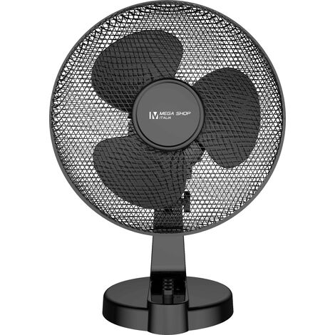 Ventilatore da Tavolo 45 Watt Metallo ABS 3 Pale 3 Velocità Diametro 40 cm Oscillante Nero