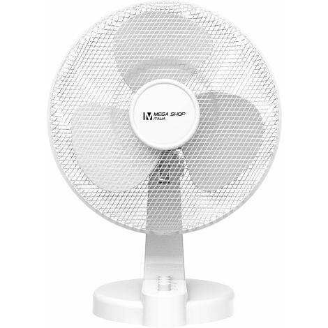 Ventilatore da Tavolo 45 Watt Metallo ABS 3 Pale 3 Velocità Diametro 40 cm Oscillante Bianco