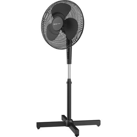 Ventilatore a Piantana 45 Watt Metallo ABS 3 Pale 3 Velocità Diametro 40 Oscillazione Inclinazione Altezza Regolabile Nero