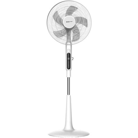 Ventilatore a Piantana 65 Watt con Telecomando Timer Metallo ABS 5 Pale 10 Velocità Diametro 40 Oscillazione Inclinazione Bianco