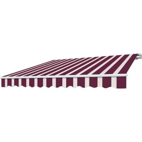 Tenda da Sole a Bracci Estensibili Fissaggio a Parete o Soffitto da Esterno Balcone Finestra Porta Impermeabile  Bordeaux e Beige - L250xP200 CM