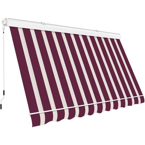 Tenda da sole a Caduta Cassonata in Alluminio Balcone Finestra Soffitto o Parete Bordeaux/Beige Bordeaux/Beige - L300xP250 CM