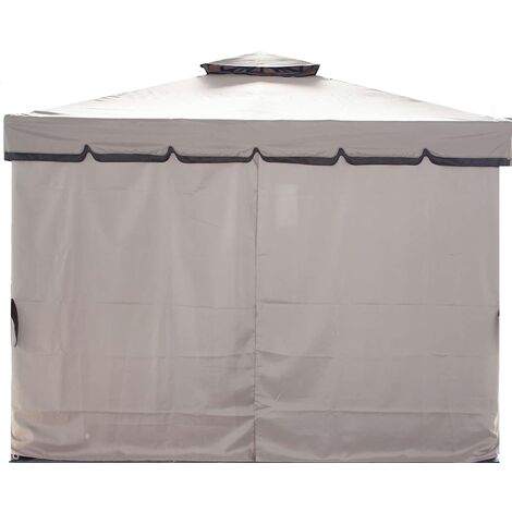Set 4 Teli Laterali Chiusura con Zip di Ricambio per gazebo 3x3 mt Beige