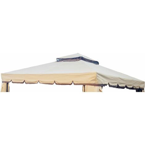 Telo di Ricambio Copertura per Gazebo in PVC da Giardino Impermeabile Antipioggia Antivento 3X3 MT