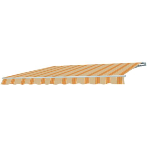 Tenda da Sole a Bracci Estensibili Fissaggio a Parete o Soffitto da Esterno Balcone Finestra Porta Impermeabile Giallo e Beige - L300xP250cm