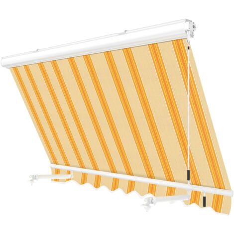 Tenda da sole a Caduta Cassonata in Alluminio Balcone Finestra Soffitto o Parete Giallo e Beige - L300xP250 CM