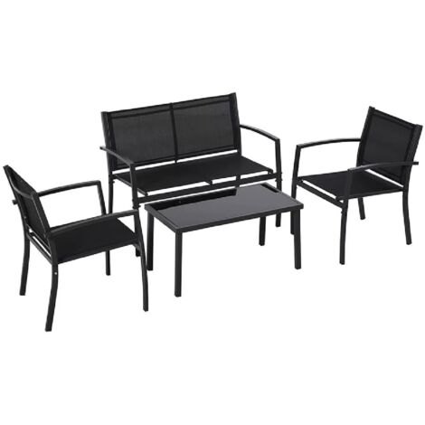 Set Mobili Da Esterno Con Copertura in Textilene E Tavolo Con Copertura in Vetro Temperato (1/4)