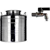 CONTENITORE BIDONE FUSTO PER OLIO IN ACCIAIO INOX 15 30 50 LITRI MADE IN ITALY 15 LT