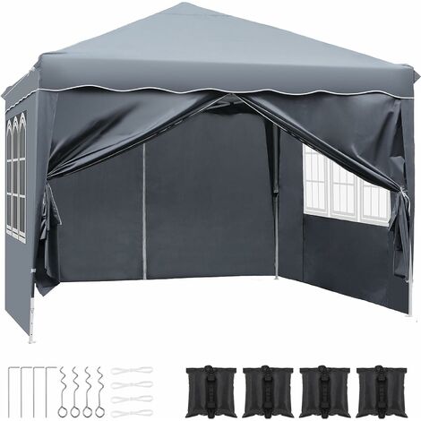 LIFERUN Pavillon 3x3m Wasserdicht Stabil Winterfest, Faltpavillon Faltbar Gartenzelt,Pop Up Partyzelt,Falt Pavillon Zelt mit 4 Seitenwänden,UV Schutz 50+ Metall-Verstrebungen für Camping(Grau) (1/5)