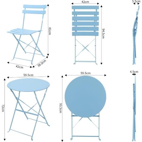 LIFERUN Gartenmöbel Set 3-teilig - 2 Klappstühle & WPC Tisch, Aluminium Schwarz