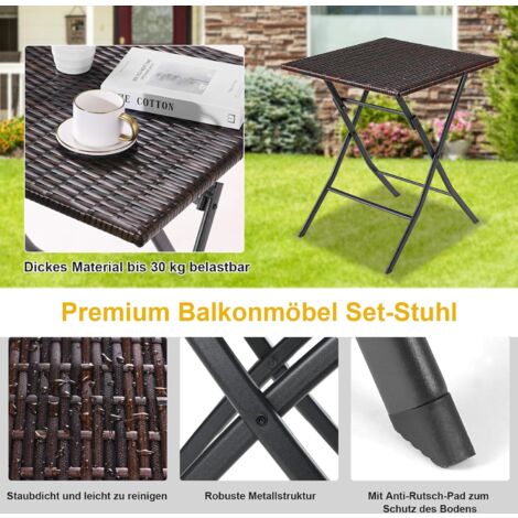 LIFERUN Balkonmöbel Set 3teilige, Balkonmöbel Rattan, Bistro