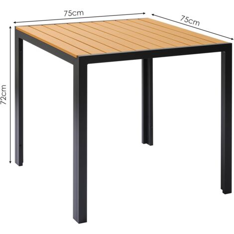 Gartentisch Quadratischer Balkontisch Bistrotisch Terrassentisch Esstisch Aluminium, WPC, wetterbeständig(75 x 75 cm, braun)