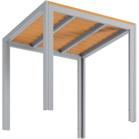 WPC Aluminium Gartentisch 75 x 75 cm, quadratischer Terrassentisch Esstisch, wetterbeständig