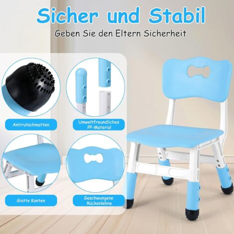 2 Stück Kinderstuhl aus Kunststoff, höhenverstellbare Schreibtischstühle, Hocker mit einer Tragkraft von 100 kg, Bürostühle, für Kinderzimmer/Schule/Kindertagesstätte, blau (1/5)