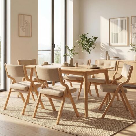Gepolsterte Klappstühle aus Holz, Empfangsstühle, 47x55x77cm, für Büro, Hochzeit und Party (Beige, 6 Stühle)
