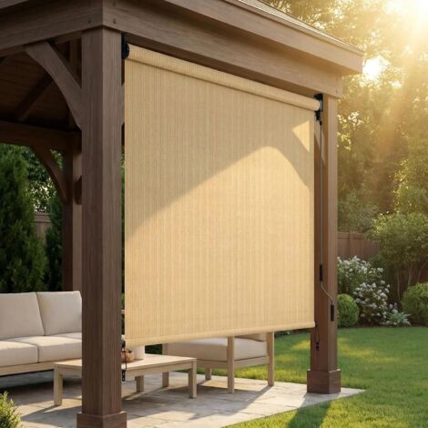 1 Stück Vertikalmarkise, Vertikaljalousie, HDPE-Balkonmarkise (120 x 180 cm, Khaki)