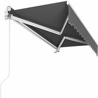 LIFERUN manuelle Gelenkarmmarkise Markise, 300 x 250cm Gelenkmarkise, inkl. Wandhalterung, Handkurbel, Wasserabweisend Alu/Polyester, für Outdoor Terrasse Balkon, Anthrazit