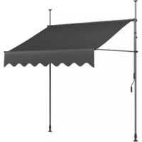 LIFERUN 250 x 120cm Klemmmarkise Balkonmarkise Sonnenschutz mit Handkurbel, UV-beständig höhenverstellbar, aus Metall und Polyester, ohne Bohren, Grau