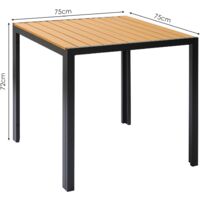 Gartentisch Quadratischer Balkontisch Bistrotisch Terrassentisch Esstisch Aluminium, WPC, wetterbeständig(75 x 75 cm, braun)