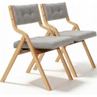 Gepolsterte Klappstühle aus Holz, Empfangsstühle, 47x55x77cm, für Büro, Hochzeit und Party (Grau, 2 Stühle)