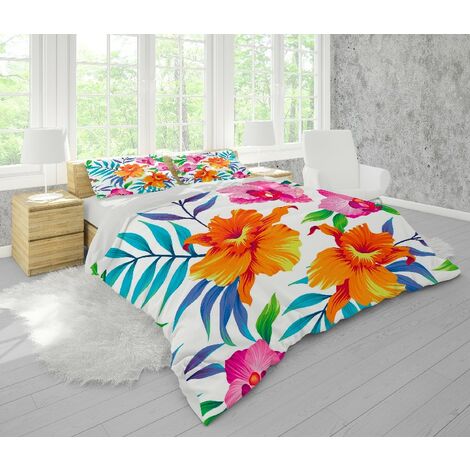 Funda nórdica algodón diseño flores cama 90cm - Home