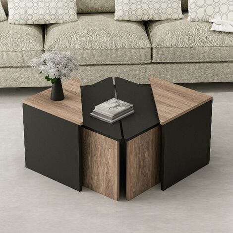  Forsho Mesa auxiliar negra de 2 niveles con sofá de  almacenamiento para sala de estar, marco de metal y mesa auxiliar de  escritorio de madera : Hogar y Cocina
