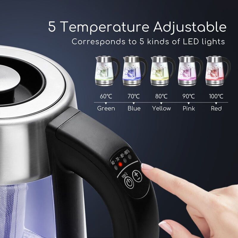 2.5L Glass Electric Auto-off Tea Kettle LED Light Fast Boiling