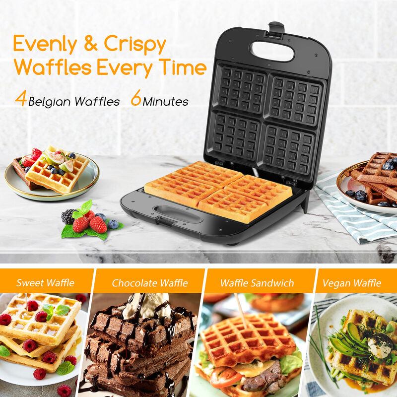 Waffle Maker iron 4 Slice Non-Stick Electric Belgian Waffle Machine 1000W  Geepas