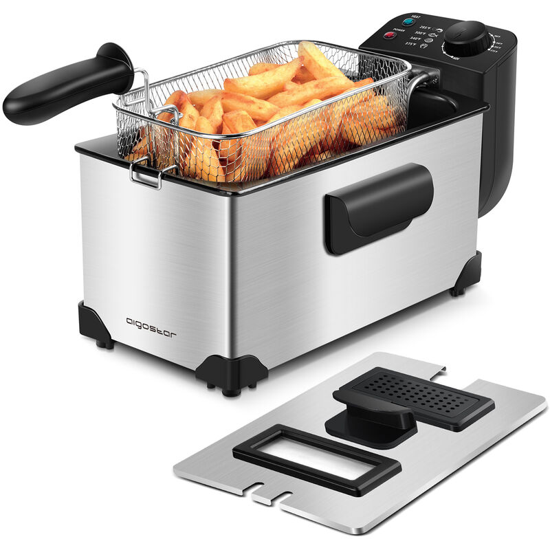 Deep Fryer 6.3Qt Fryer 2500W Deep Fat Fryer with Temperature Control, Electric Deep Fryer with Lid Cover, Cool Touch Fry Basket with Plastic Handle